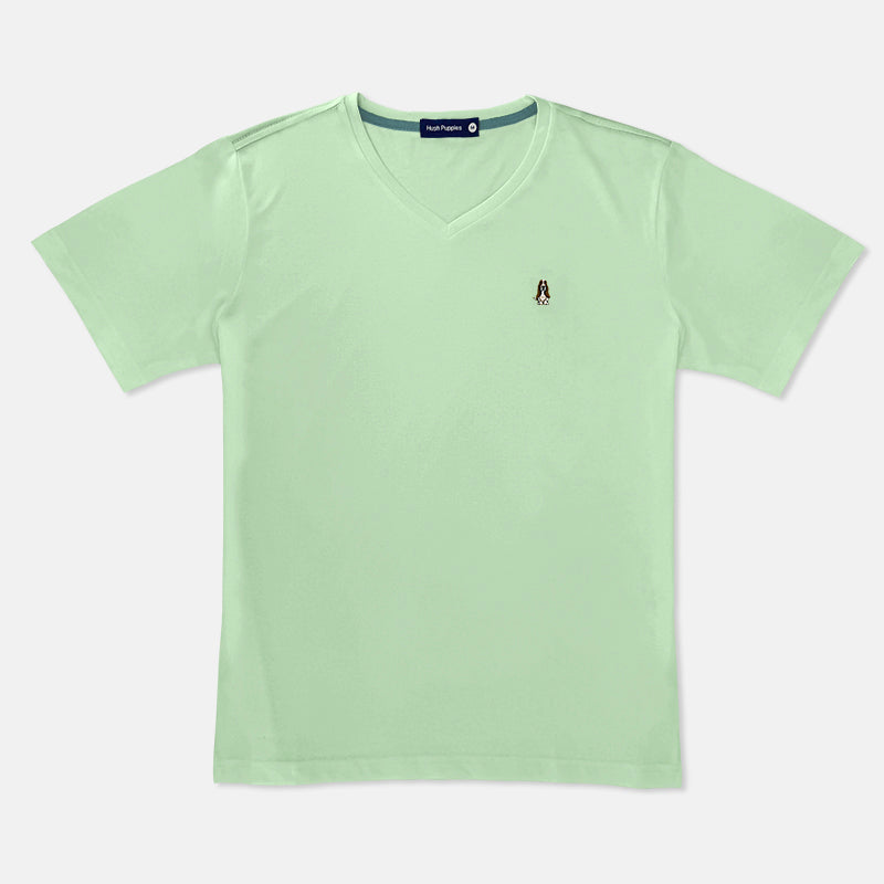 Men's V-Neck Basic Tee with Embroidery | 100% Cotton | Modern Fit | HMT409417