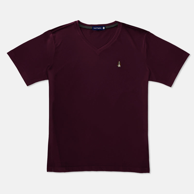 Men's V-Neck Basic Tee with Embroidery | 100% Cotton | Modern Fit | HMT409417