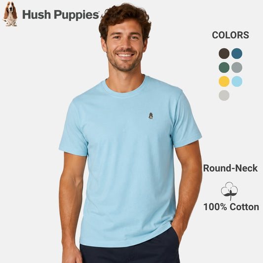 Hush Puppies Men's Round Neck Basic Tee | 100% Cotton | Slim Fit | HMT439212