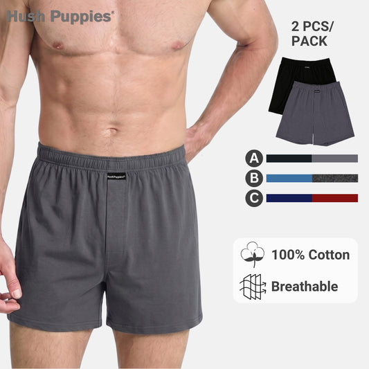 2pcs Men's Knit Boxer Shorts | Combed Cotton | HMX733055