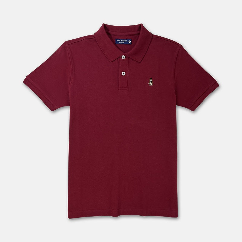 Men's Basic Solid Polo Tee Slim Fit With Small Dog Embroidery | Pique 100% Cotton | HMP107888
