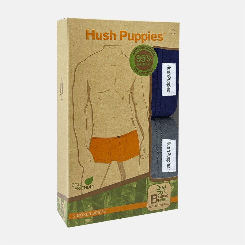 Hush Puppies 2pcs Men Boxer Briefs Bamboo Spandex BS2323