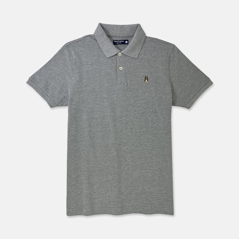 Men's Basic Solid Polo Tee Slim Fit With Small Dog Embroidery | Pique 100% Cotton | HMP107888