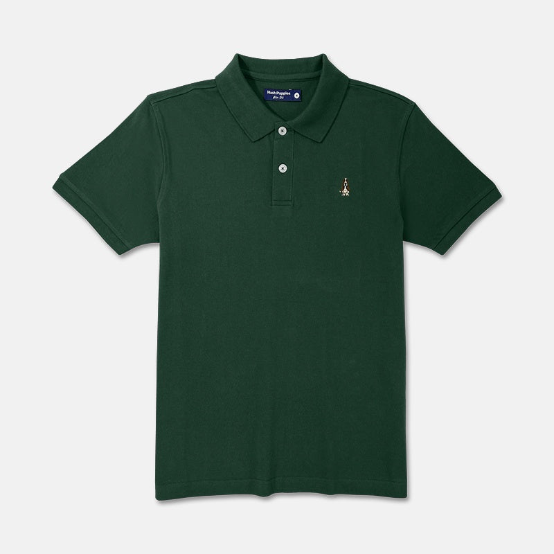 Men's Basic Solid Polo Tee Slim Fit With Small Dog Embroidery | Pique 100% Cotton | HMP107888