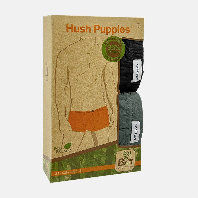 Hush Puppies 2pcs Men Boxer Briefs Bamboo Spandex BS2323