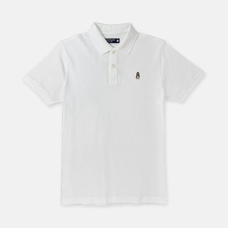 Men's Basic Solid Polo Tee Slim Fit With Small Dog Embroidery | Pique 100% Cotton | HMP107888