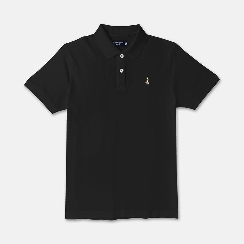 Men's Basic Solid Polo Tee Slim Fit With Small Dog Embroidery | Pique 100% Cotton | HMP107888