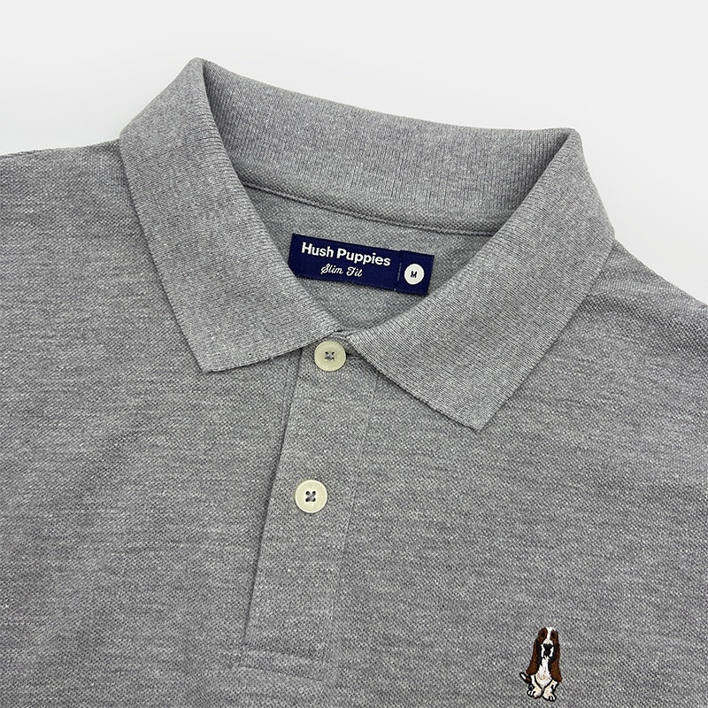 Men's Basic Solid Polo Tee Slim Fit With Small Dog Embroidery | Pique 100% Cotton | HMP107888