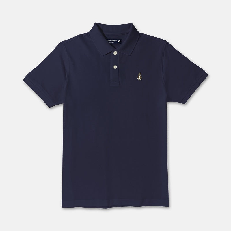 Men's Basic Solid Polo Tee Slim Fit With Small Dog Embroidery | Pique 100% Cotton | HMP107888
