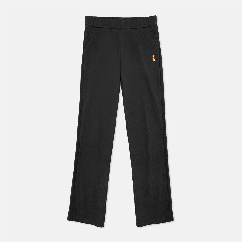 Ladies' Terry Yoga Pants With Logo Embroidery | Cotton Spandex | HLJ338519