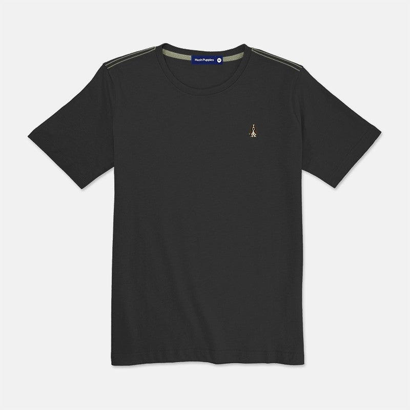 Men's Round Neck Basic Tee With Embroidery | Regular Fit | HMT308875