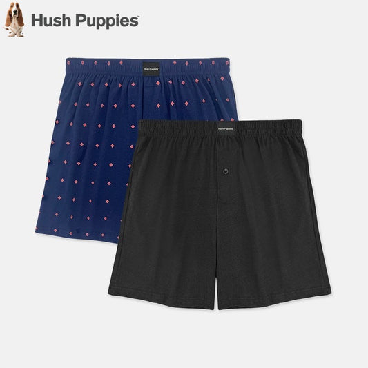 2pcs Men's Knit Boxer Shorts Printed Check & Solid Color | Combed Cotton | BS2081