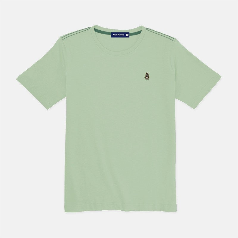 Men's Round Neck Basic Tee With Embroidery | Regular Fit | HMT308875