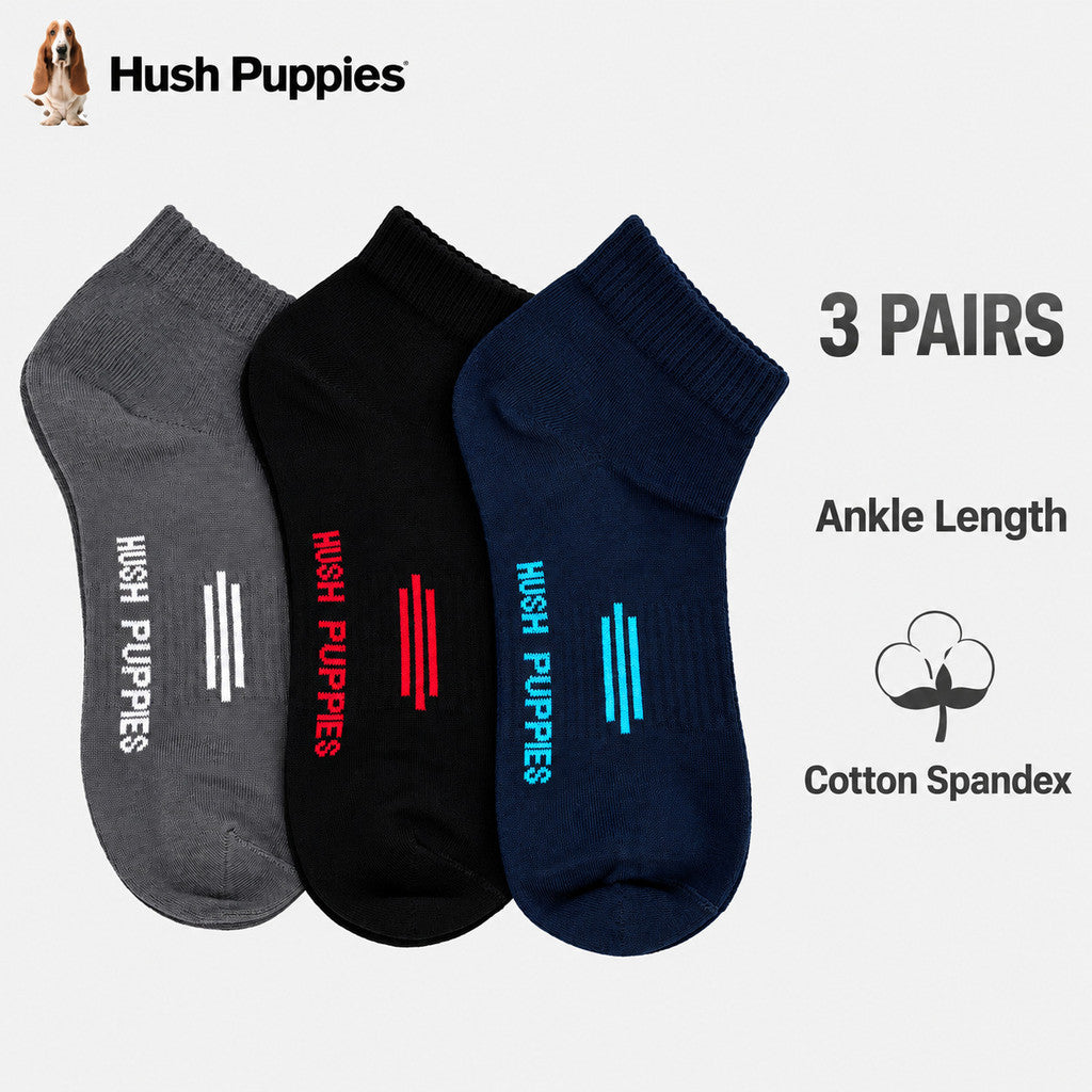 Men's 3prs Casual Ankle Socks | Cotton Spandex | HMS639904