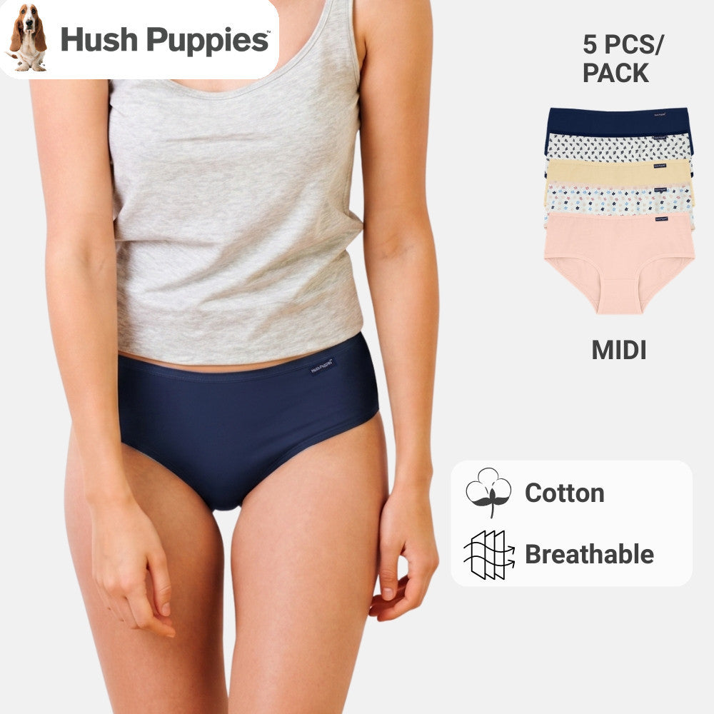 Flower Print Cotton Spandex Midi 5pcs Ladies Panties HLU449221