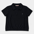 Women's Open V-Neck Mini Polo with Banded Hem | Cotton Blend | HLP651108