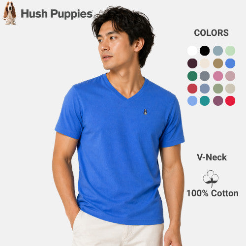 Men's V-Neck Basic Tee with Embroidery | 100% Cotton | Modern Fit | HMT409417