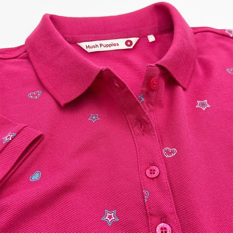 Ladies' Full Print Polo Dress With Small Dog Embroidery | Pique Cotton | HLD379033