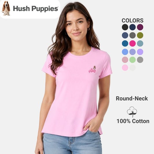 Ladies' Round Neck Basic Tee With Embroidery | A Line | HLT409441