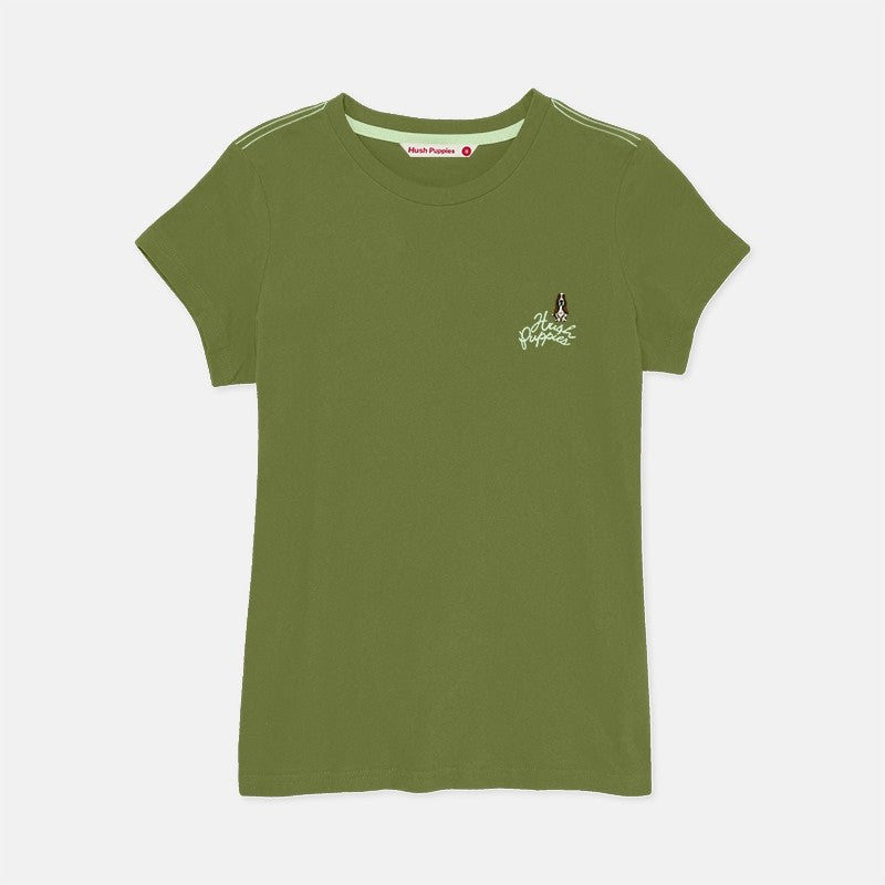 Ladies' Round Neck Basic Tee With Embroidery | HLT308650AS1