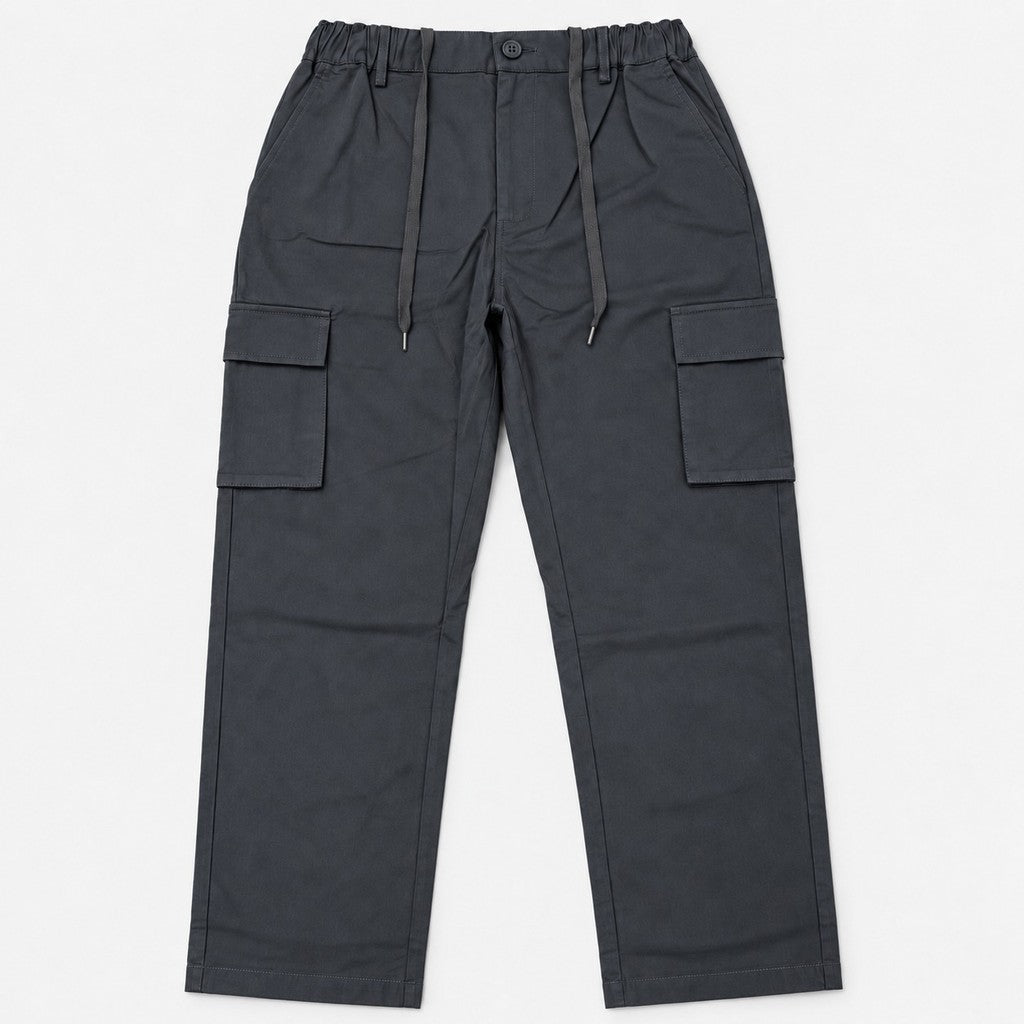 Men's Straight Cut Cargo Pants with Elastic Waist and Drawcord | 100% Cotton | HMJ651018