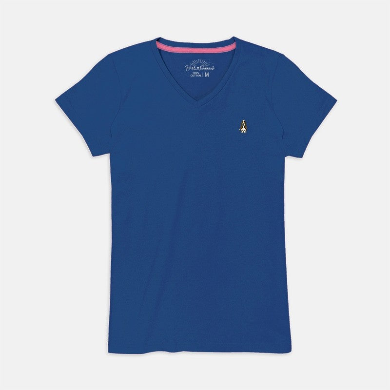 Ladies' V-Neck Basic Tee With Embroidery | Cotton Mixed | HLT409327