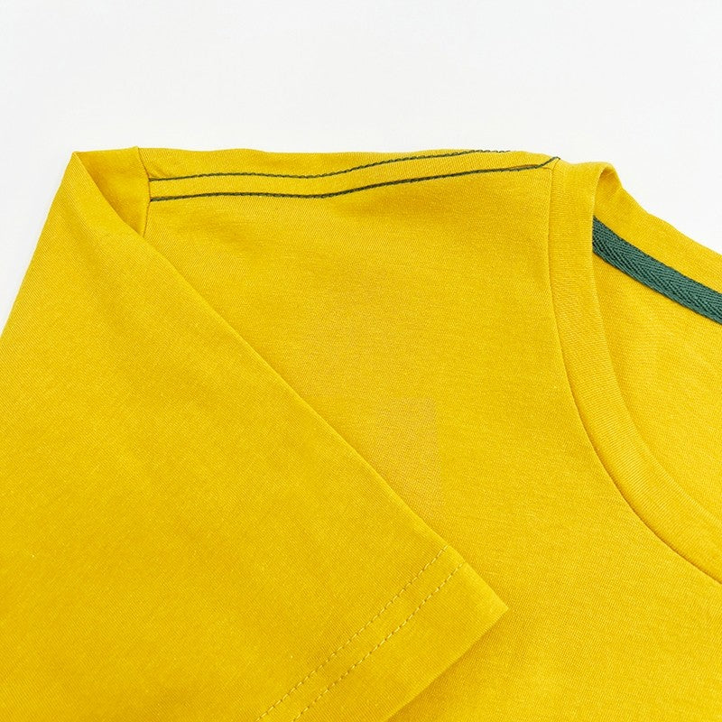 Men's Round Neck Basic Tee With Embroidery | Regular Fit | HMT308875