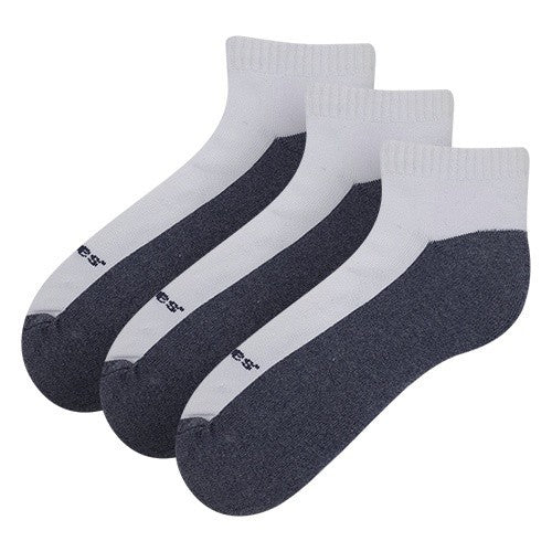 3prs Men's White Ankle Half Terry Socks | Cotton Elastane | S136