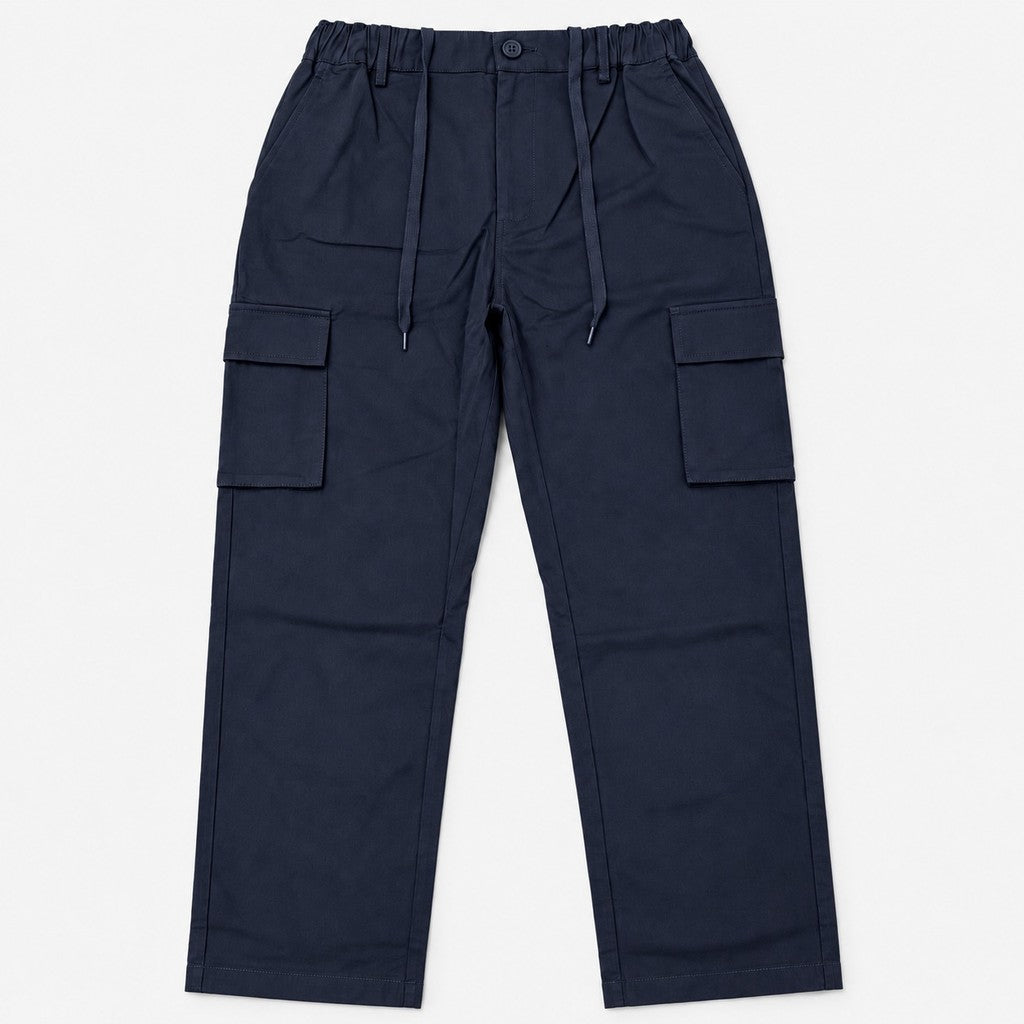 Men's Straight Cut Cargo Pants with Elastic Waist and Drawcord | 100% Cotton | HMJ651018