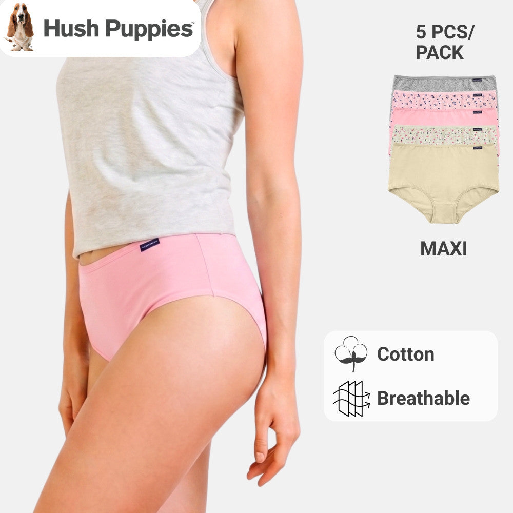 Flower Print Cotton Spandex Maxi 5pcs Ladies Panties HLU449222