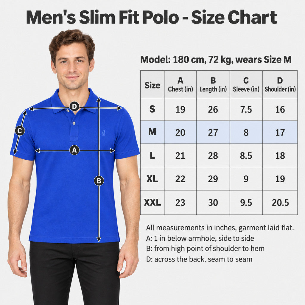 Men's Slim Fit Polo | 100% Cotton | HMP579819