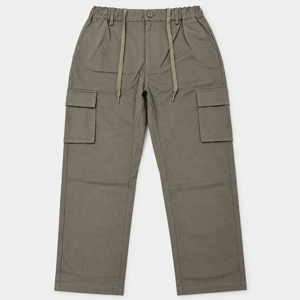 Men's Straight Cut Cargo Pants with Elastic Waist and Drawcord | 100% Cotton | HMJ651018