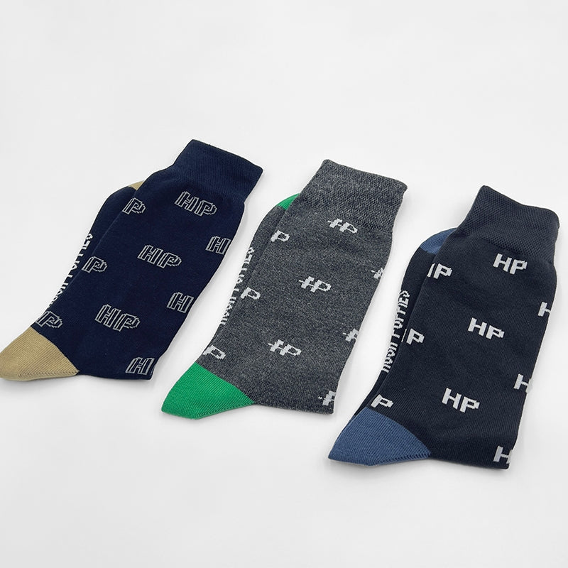 3prs Men Full Print Full Length Socks | Cotton Spandex | HMS479552