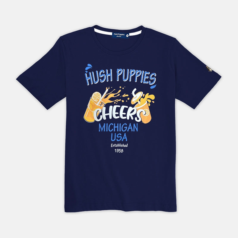 Men's Round Neck Couple Graphic Tee | Cotton Mixed | HMT358776