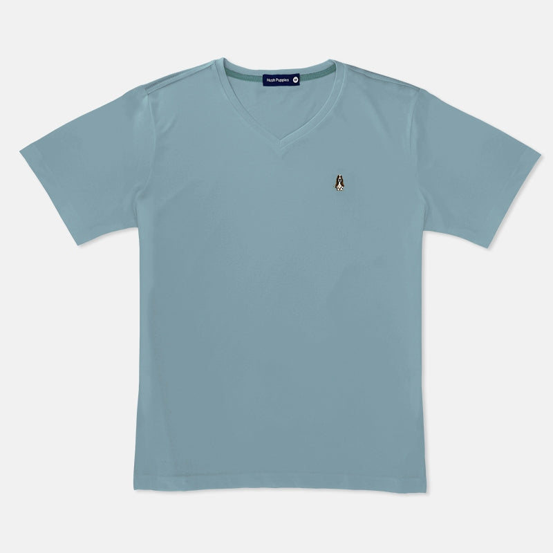 Men's V-Neck Basic Tee with Embroidery | 100% Cotton | Modern Fit | HMT409417