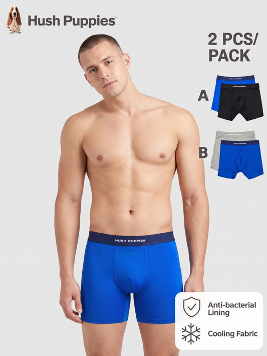 2pcs Men's Seamless Long Trunks | Microfiber Elastane | HMK639861