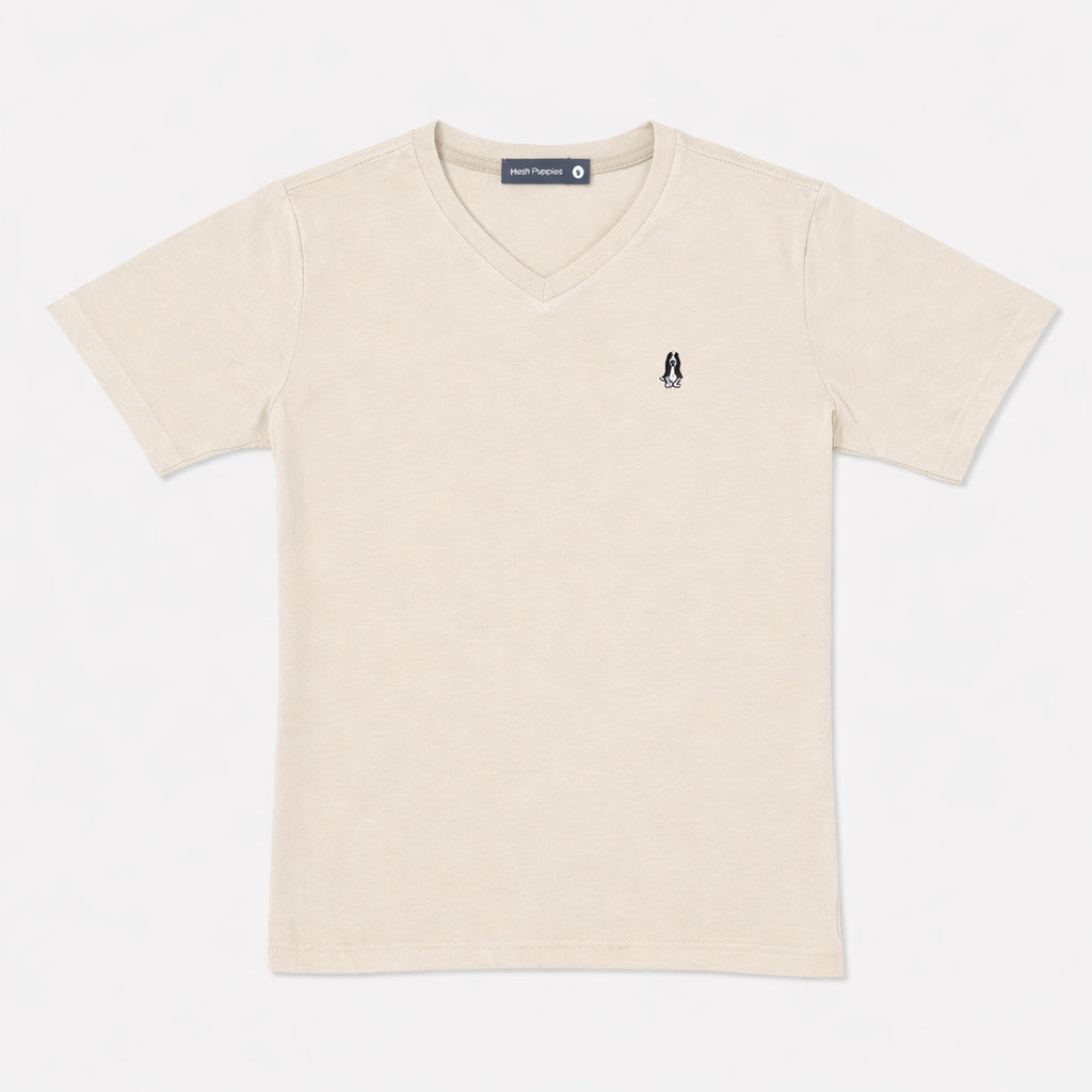 Men's V-Neck Basic Tee with Embroidery | 100% Cotton | Modern Fit | HMT409417