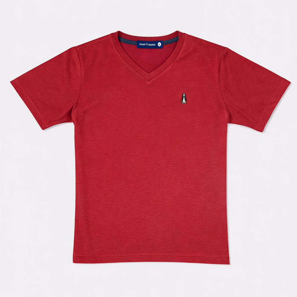 Men's V-Neck Basic Tee with Embroidery | 100% Cotton | Modern Fit | HMT409417