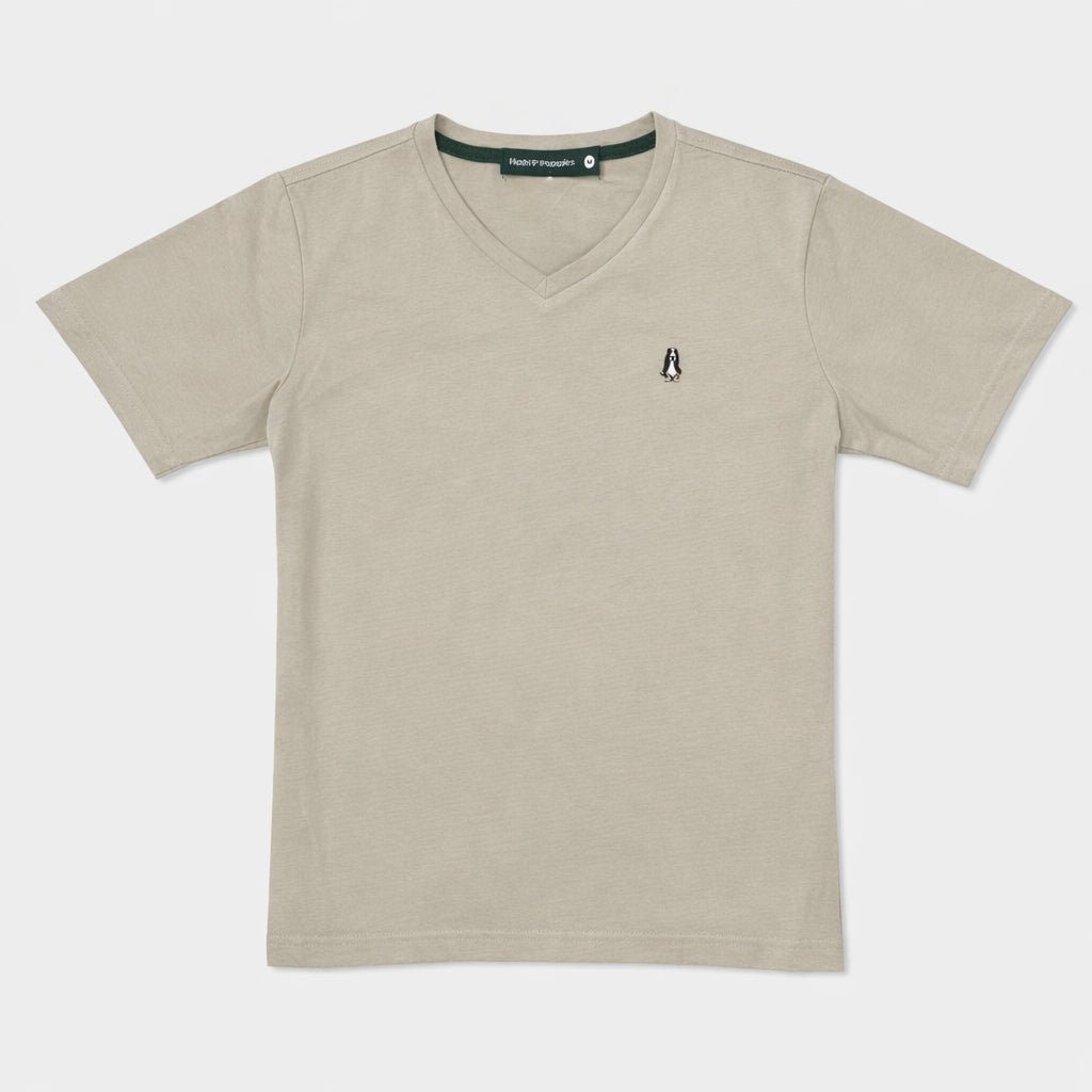 Men's V-Neck Basic Tee with Embroidery | 100% Cotton | Modern Fit | HMT409417