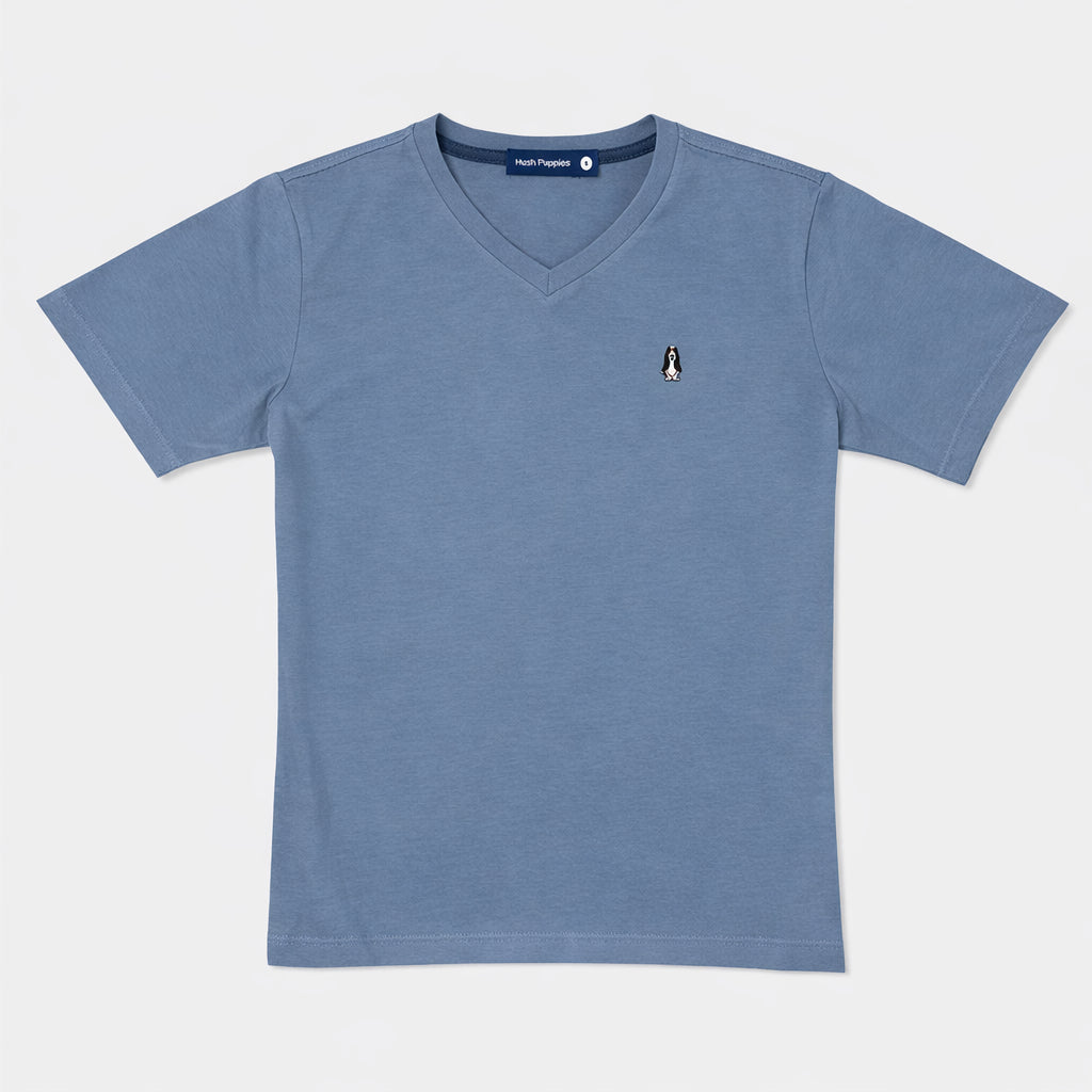 Men's V-Neck Basic Tee with Embroidery | 100% Cotton | Modern Fit | HMT409417