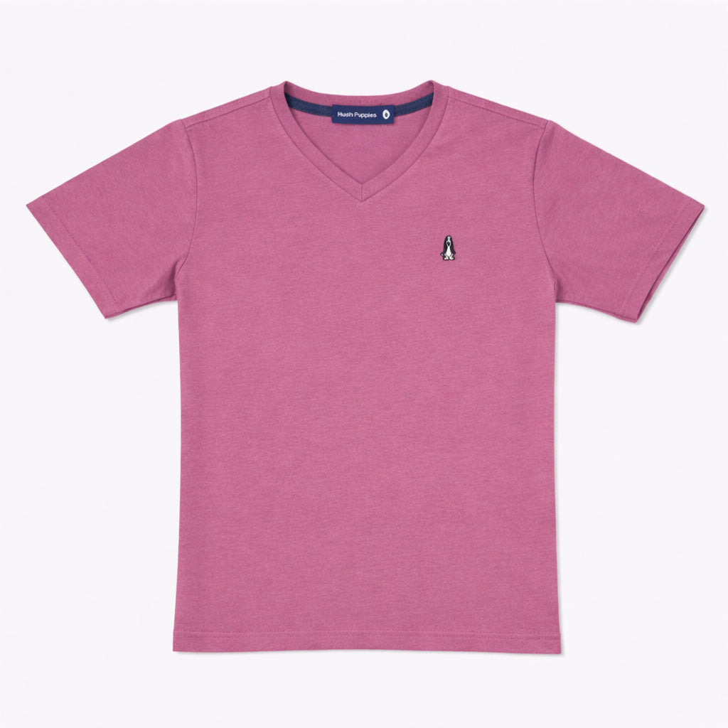 Men's V-Neck Basic Tee with Embroidery | 100% Cotton | Modern Fit | HMT409417