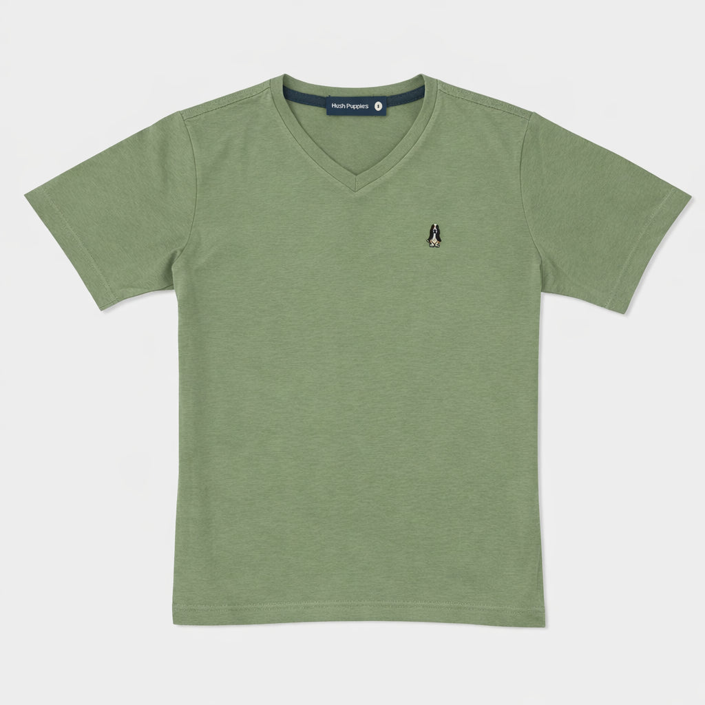 Men's V-Neck Basic Tee with Embroidery | 100% Cotton | Modern Fit | HMT409417