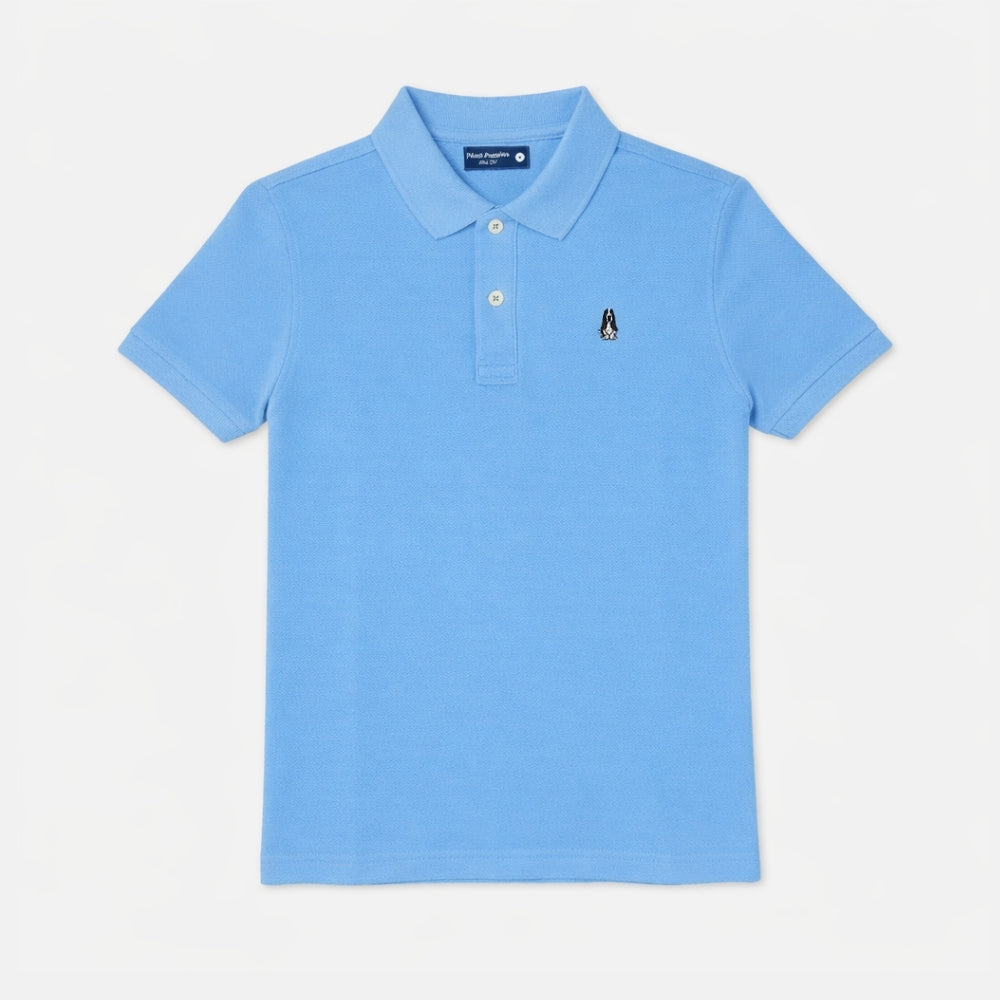 Men's Basic Solid Polo Tee Slim Fit With Small Dog Embroidery | Pique 100% Cotton | HMP107888