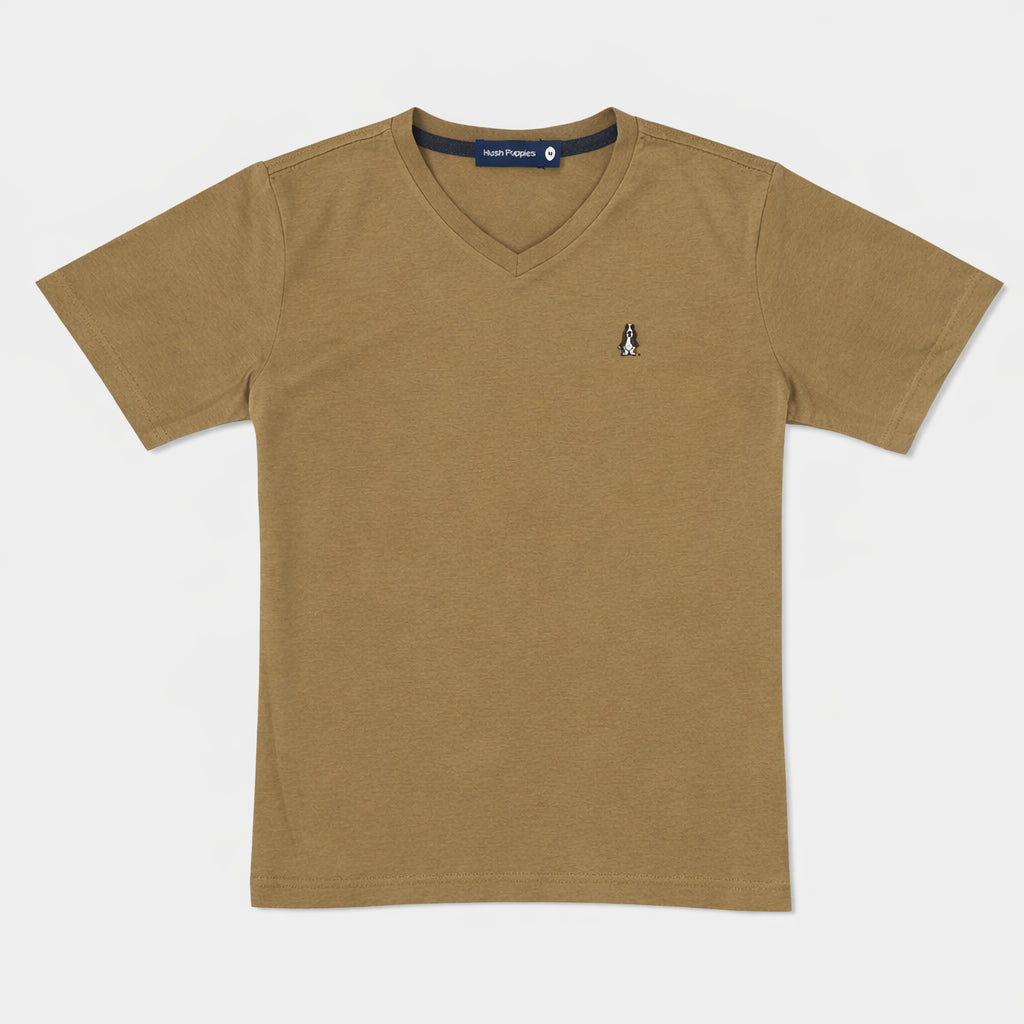 Men's V-Neck Basic Tee with Embroidery | 100% Cotton | Modern Fit | HMT409417