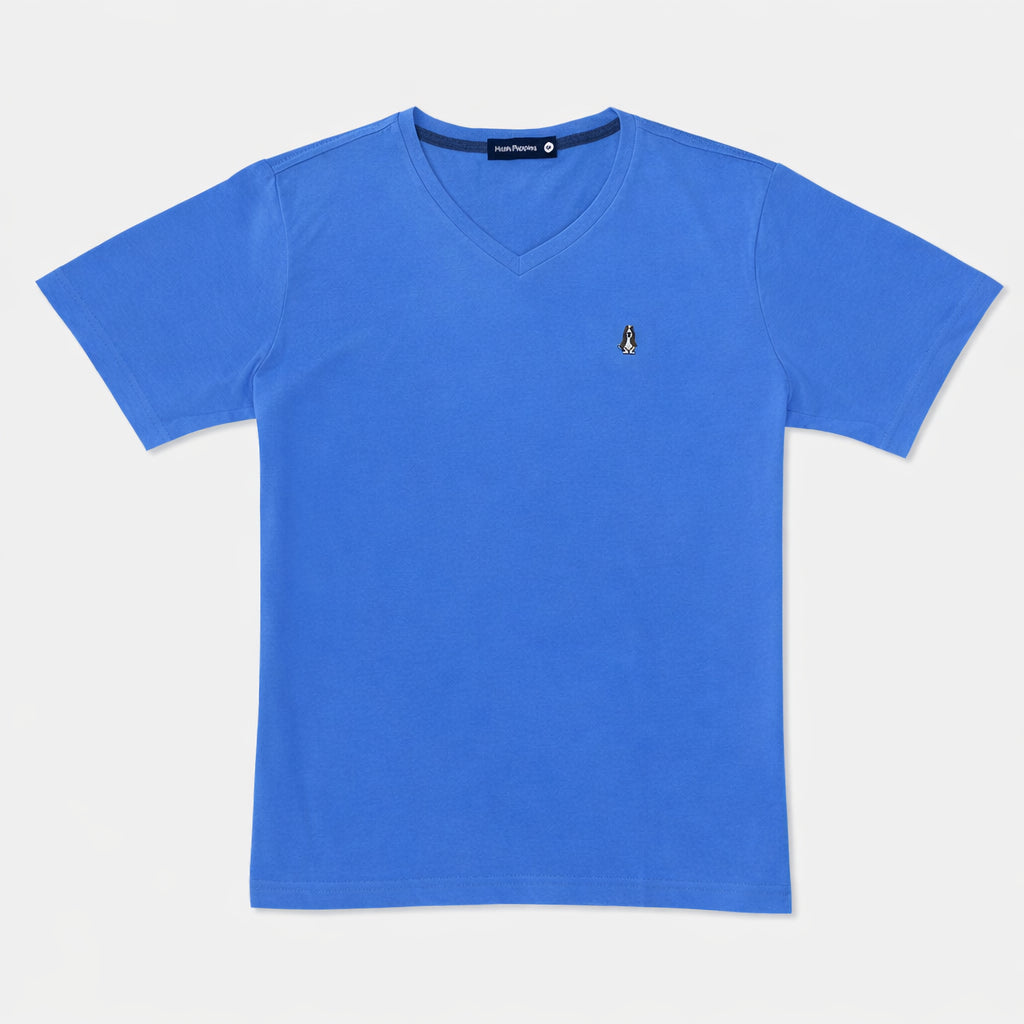 Men's V-Neck Basic Tee with Embroidery | 100% Cotton | Modern Fit | HMT409417