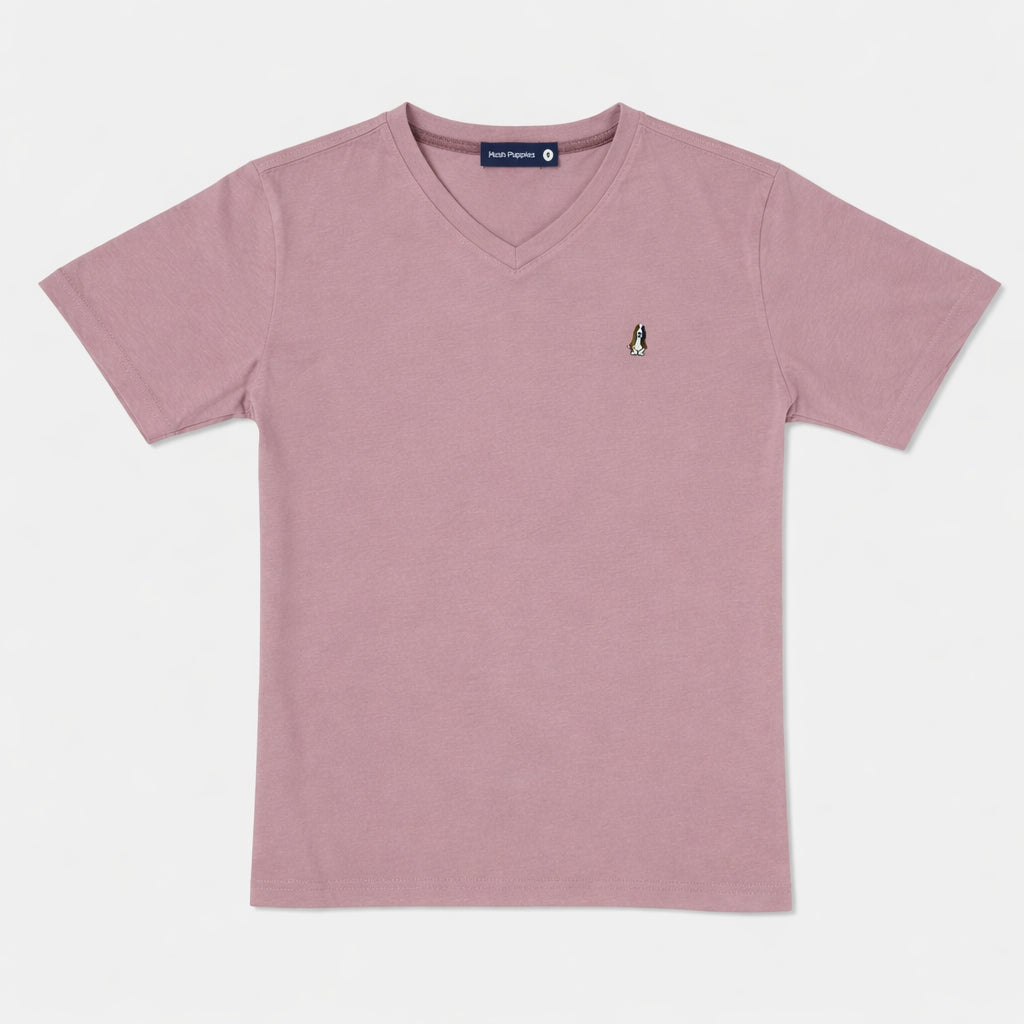 Men's V-Neck Basic Tee with Embroidery | 100% Cotton | Modern Fit | HMT409417
