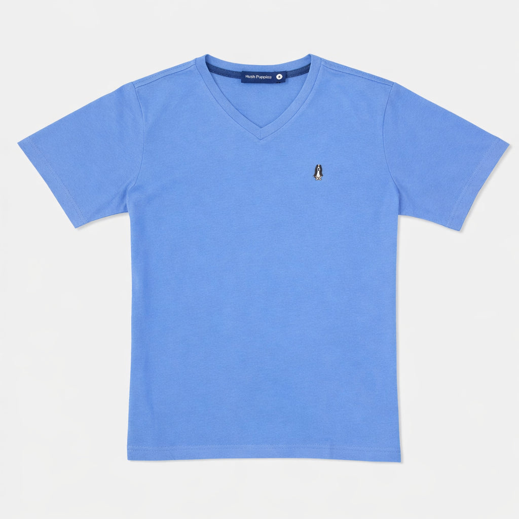 Men's V-Neck Basic Tee with Embroidery | 100% Cotton | Modern Fit | HMT409417