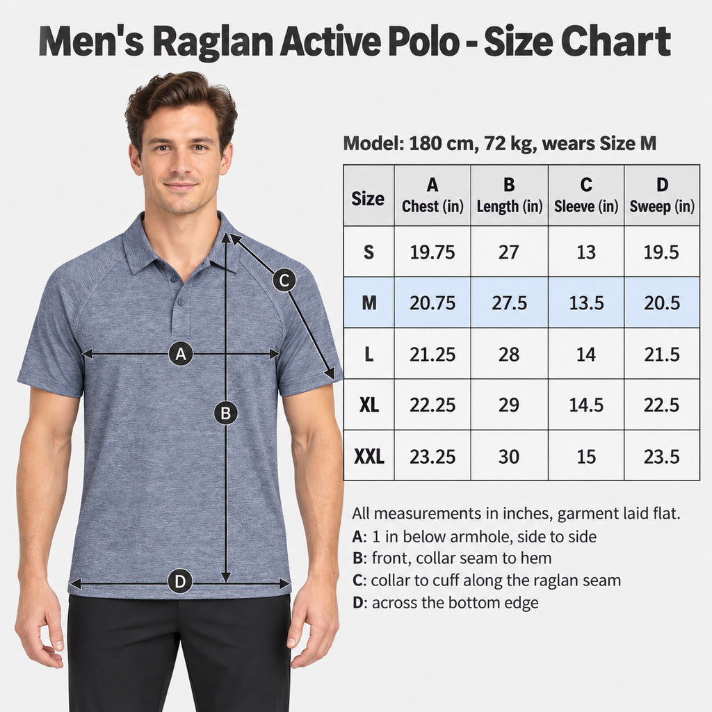 Men's Raglan Active Polo | Quick Dry | HMP651014