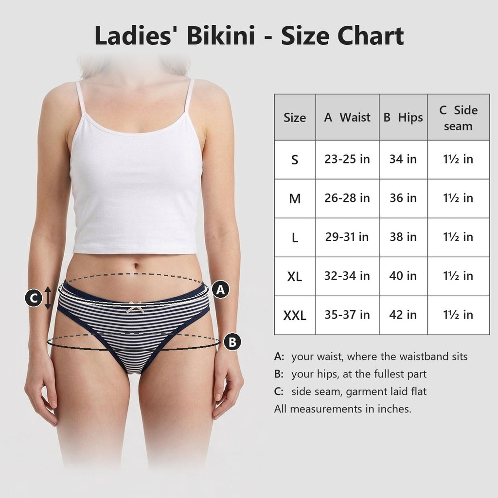 Women's Dots and Stripes Bikini Panties 5pcs | Cotton Spandex | HLU609879