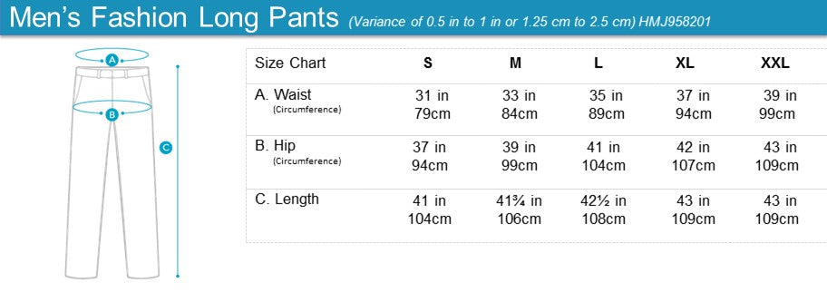 Men's Fashion Long Pants | Cotton Twill | HMJ958201Multi